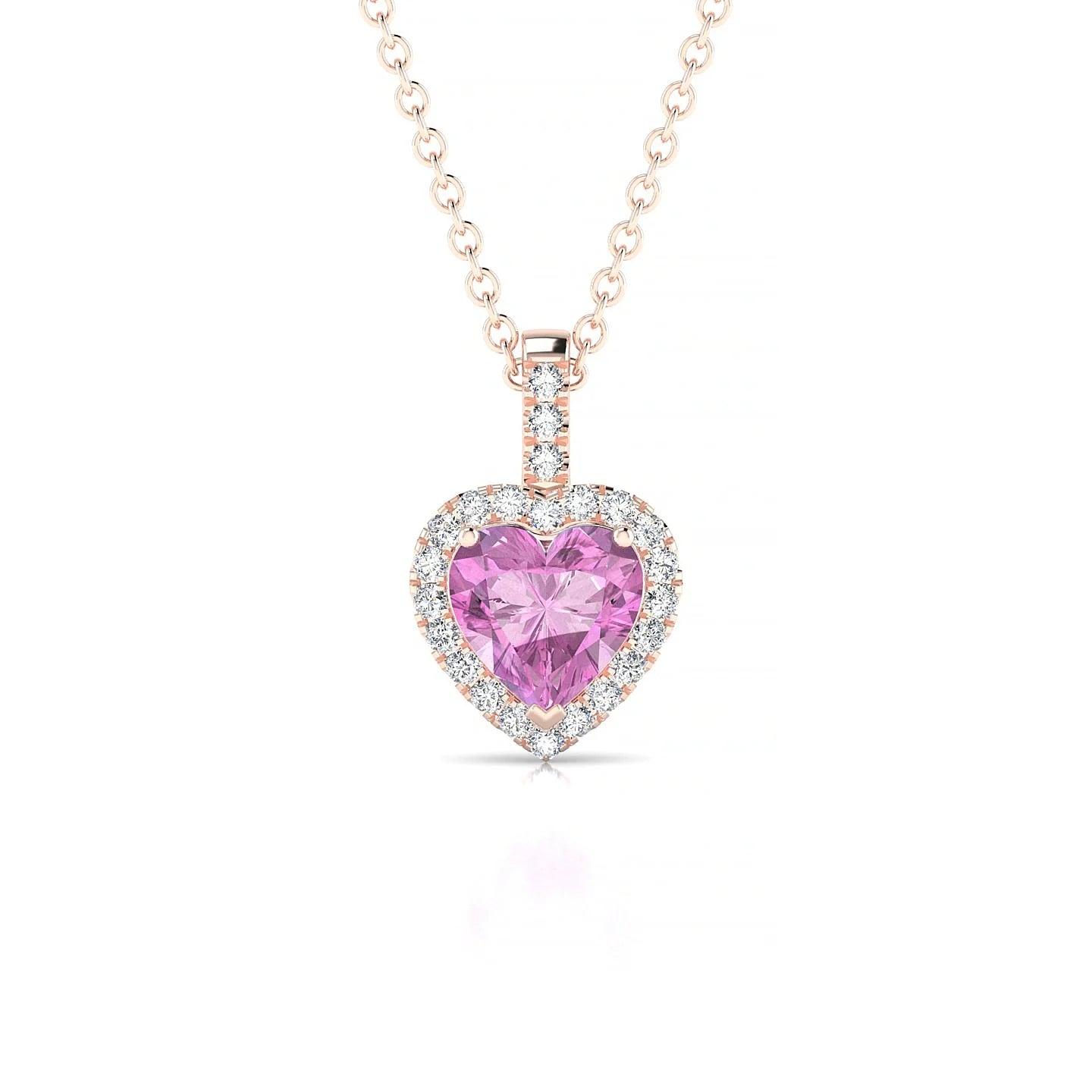 Sunrise | 18k Rose Gold 5.5 mm Heart Pink Sapphire Pendant