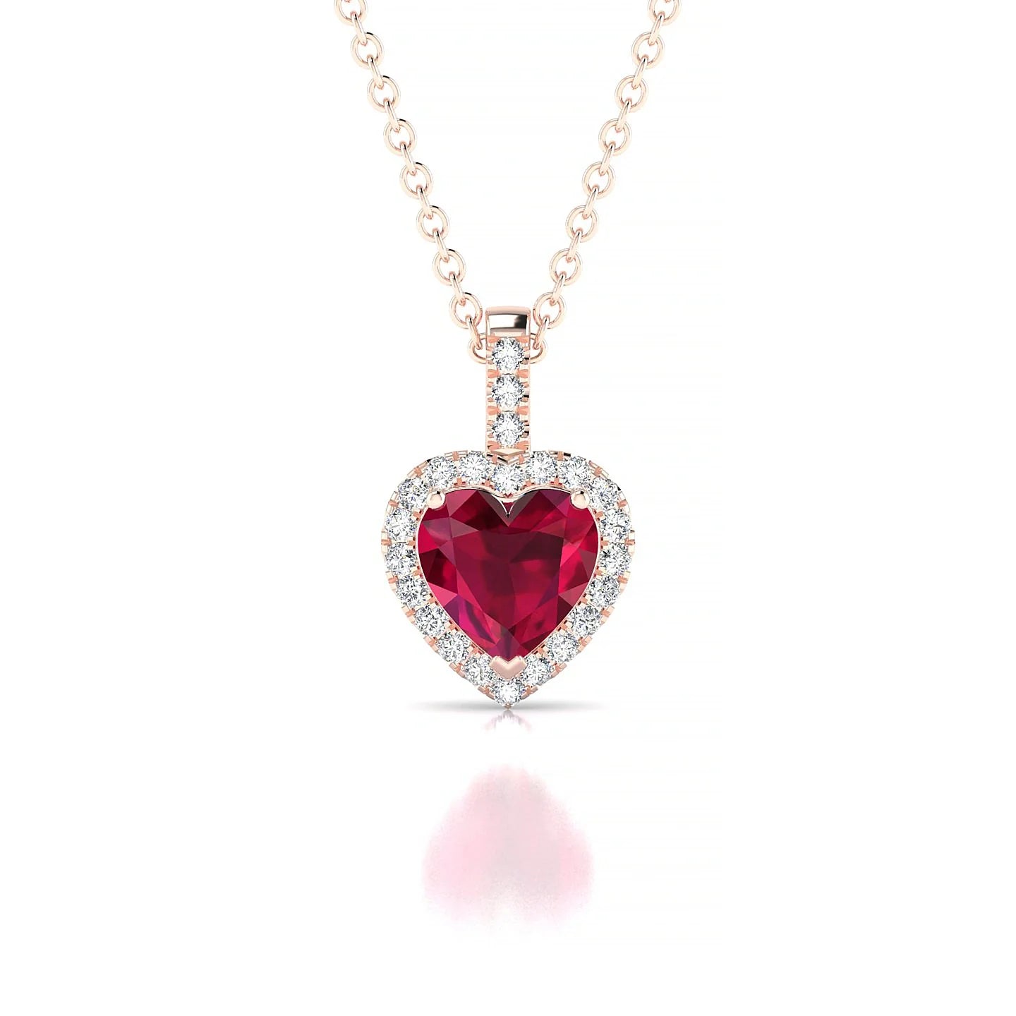 Sunrise | 18k Rose Gold 5.5 mm Heart Ruby Pendant