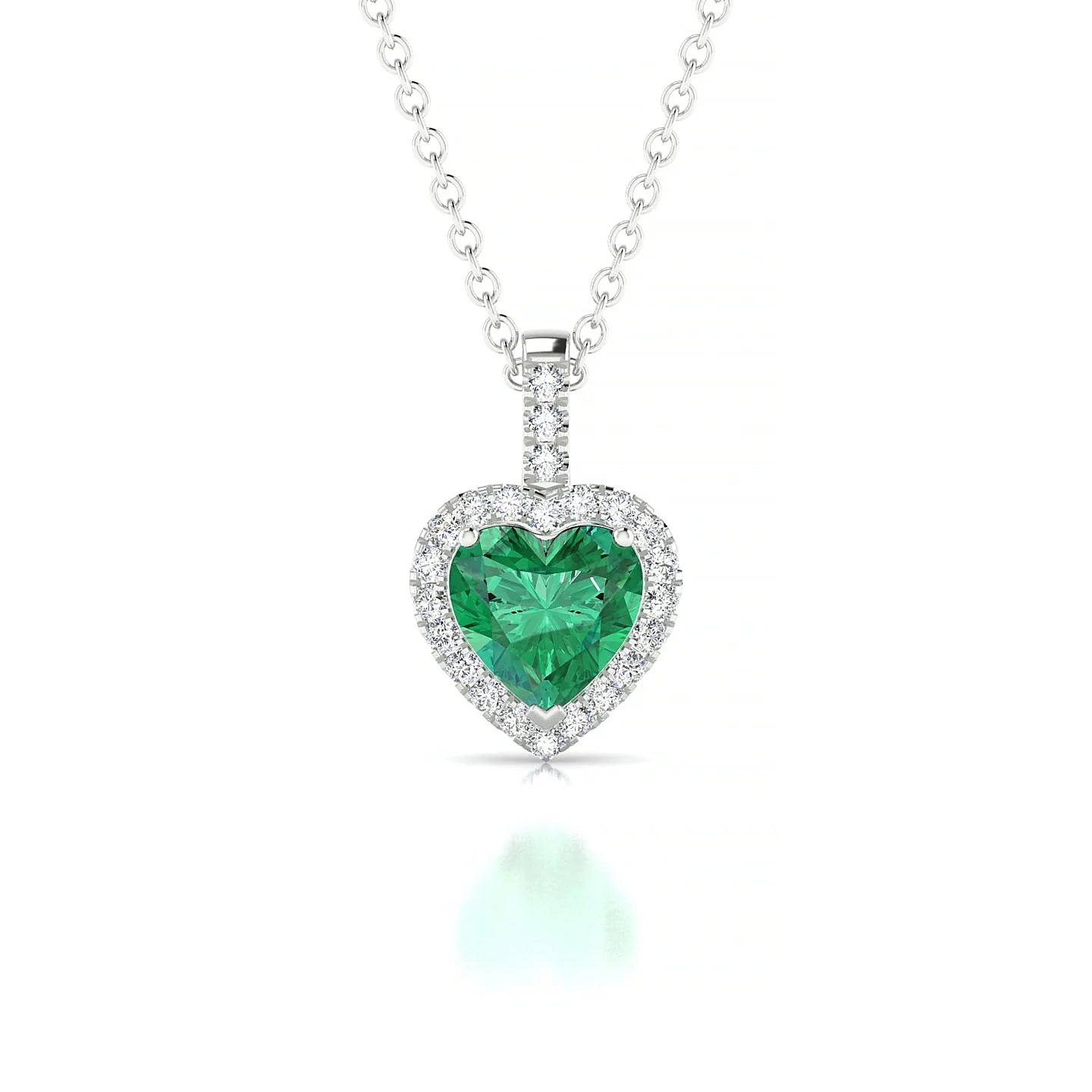 Sunrise | 18k White Gold 5.5 mm Heart Emerald Pendant