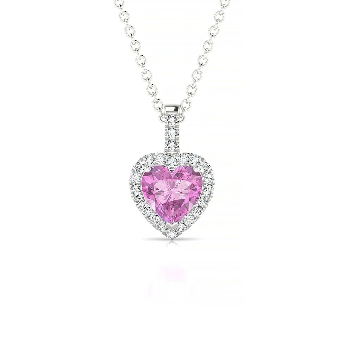 Sunrise | 18k White Gold 5.5 mm Heart Pink Sapphire Pendant
