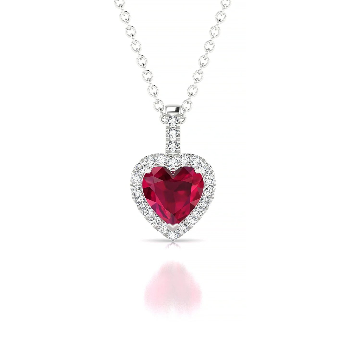 Sunrise | 18k White Gold 5.5 mm Heart Ruby Pendant