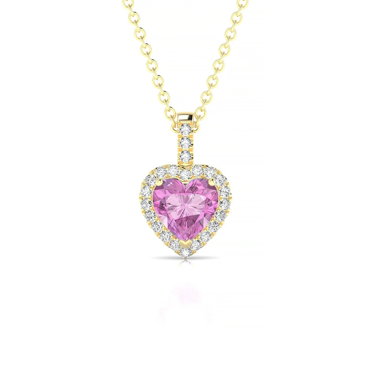 Sunrise | 18k Yellow Gold 5.5 mm Heart Pink Sapphire Pendant