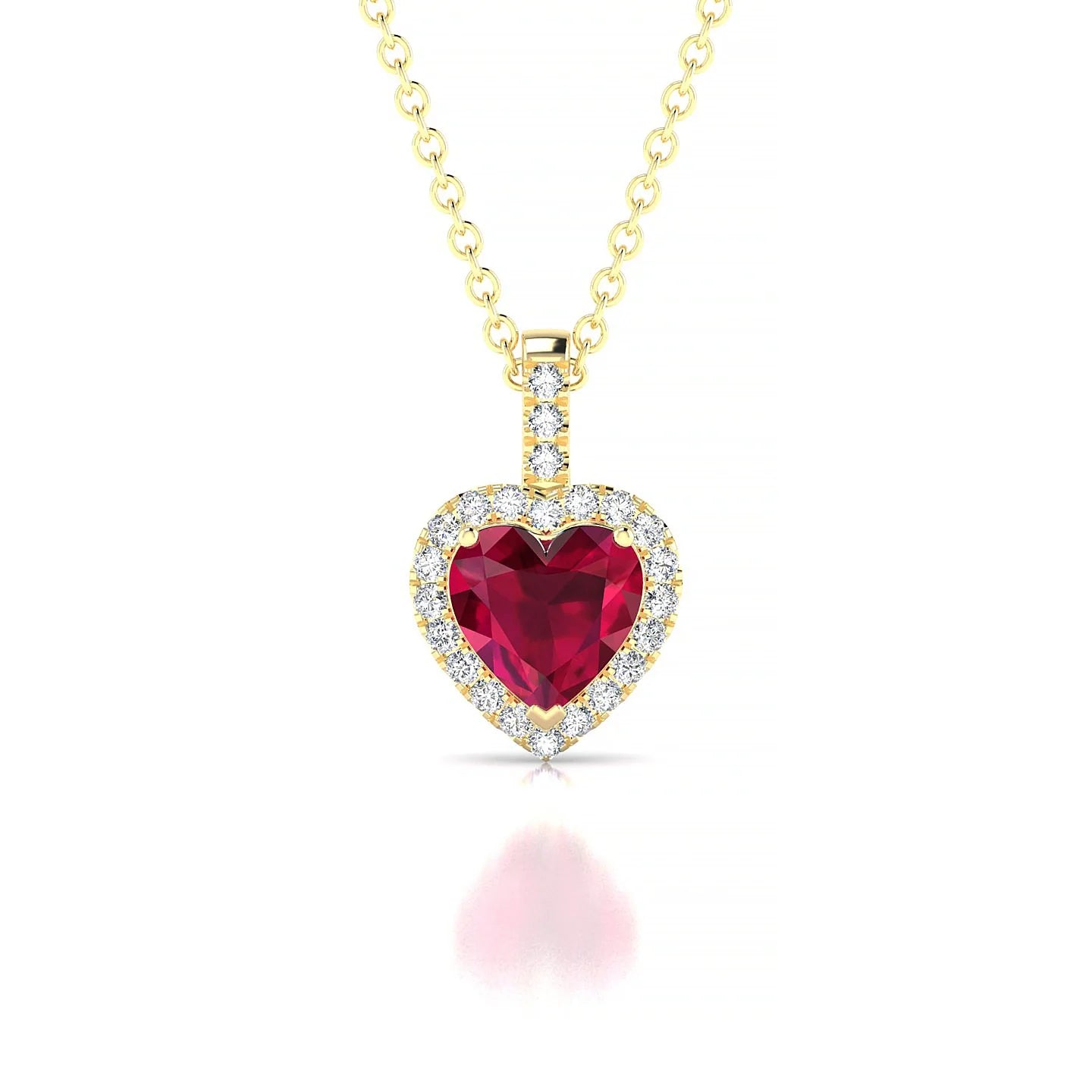 Sunrise | 18k Yellow Gold 5.5 mm Heart Ruby Pendant