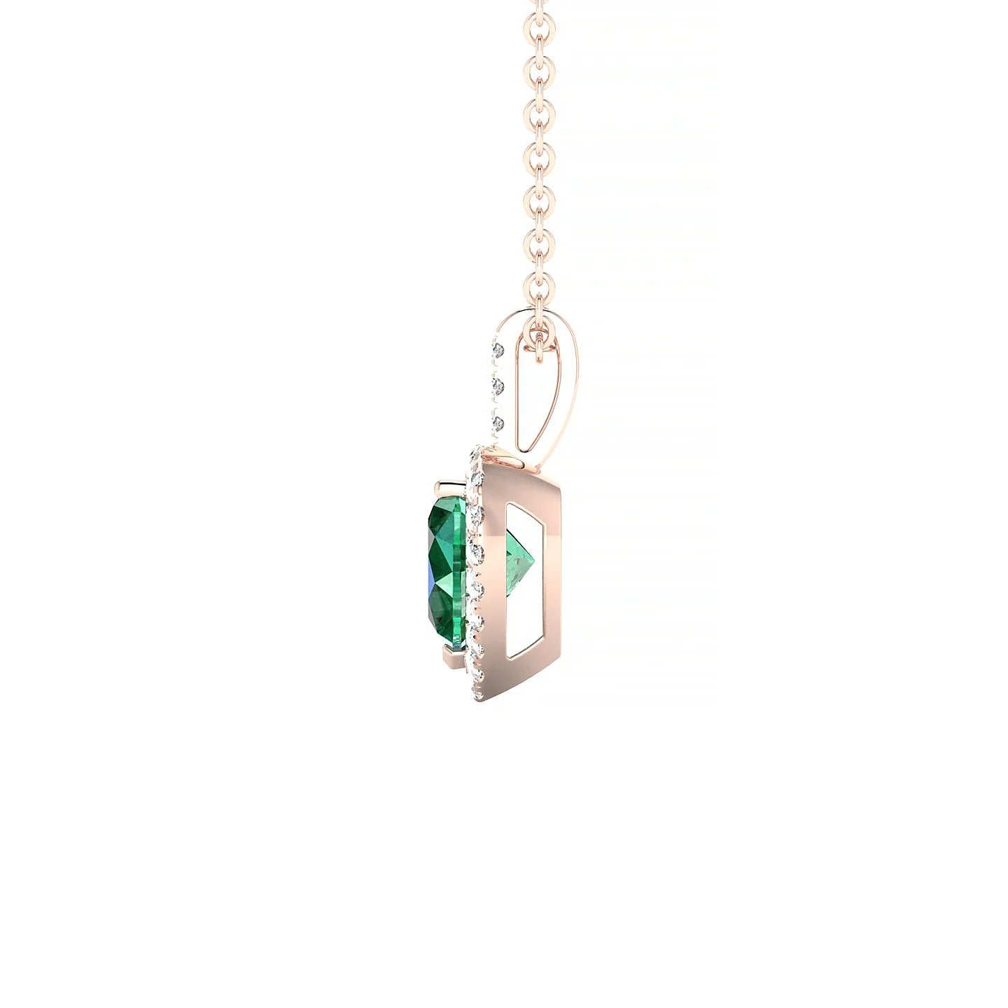 Sunrise | 18k Rose Gold 5.5 mm Heart Emerald Pendant