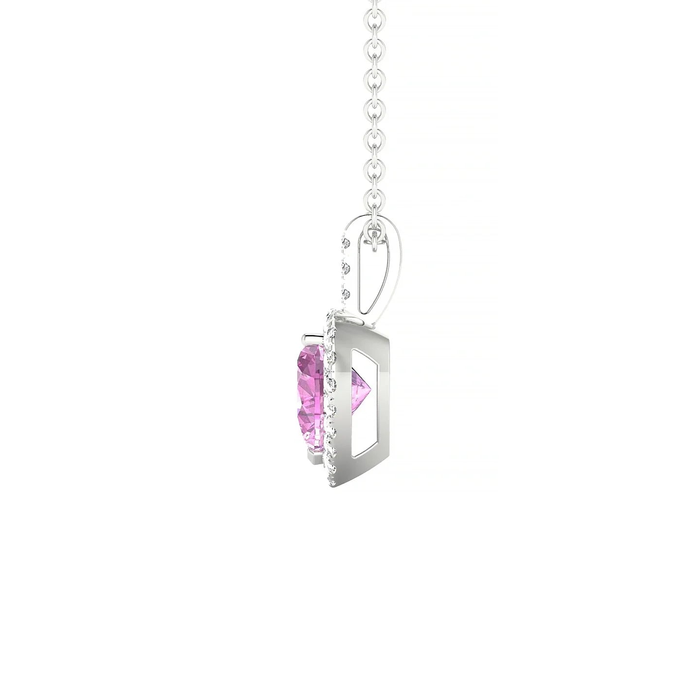 Sunrise | 18k White Gold 5.5 mm Heart Pink Sapphire Pendant
