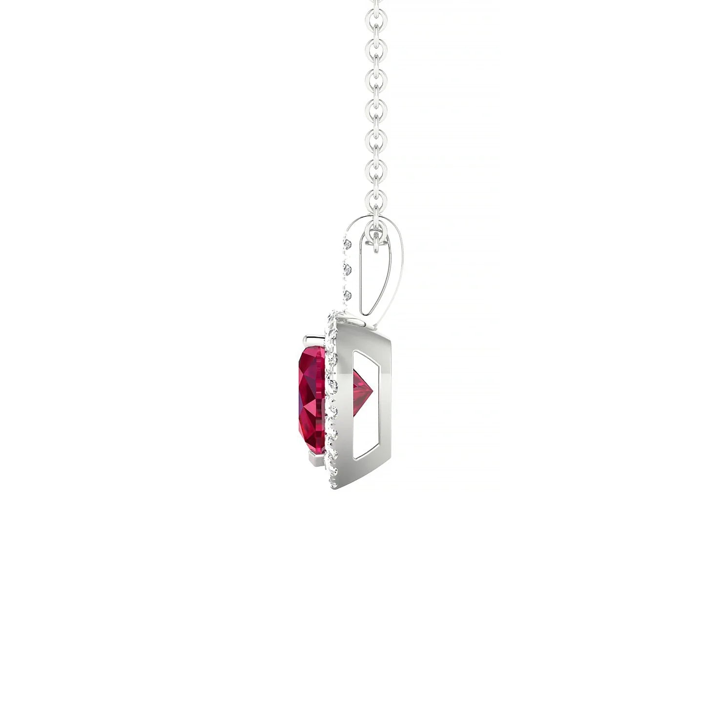 Sunrise | 18k White Gold 5.5 mm Heart Ruby Pendant