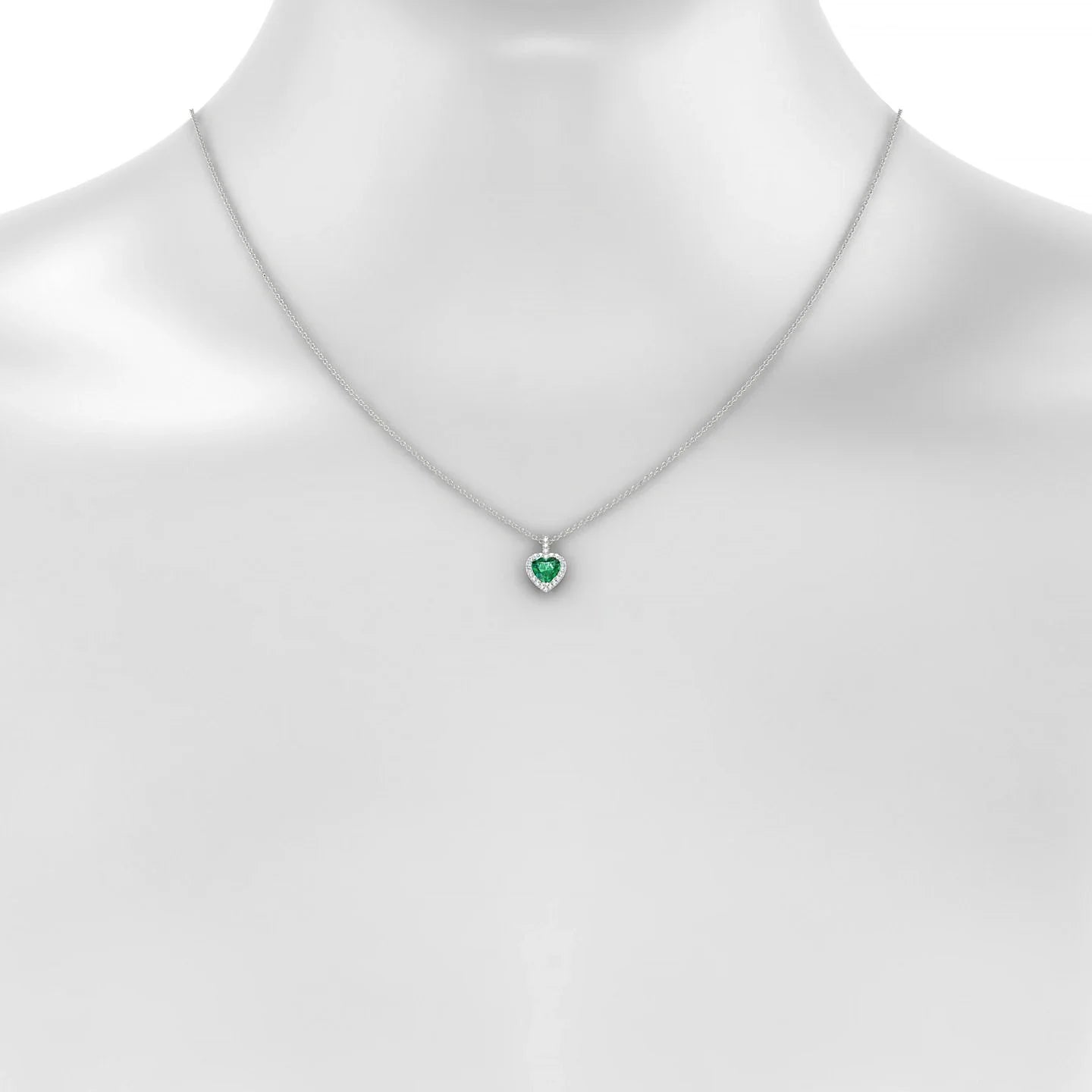 Sunrise | 18k White Gold 5.5 mm Heart Emerald Pendant