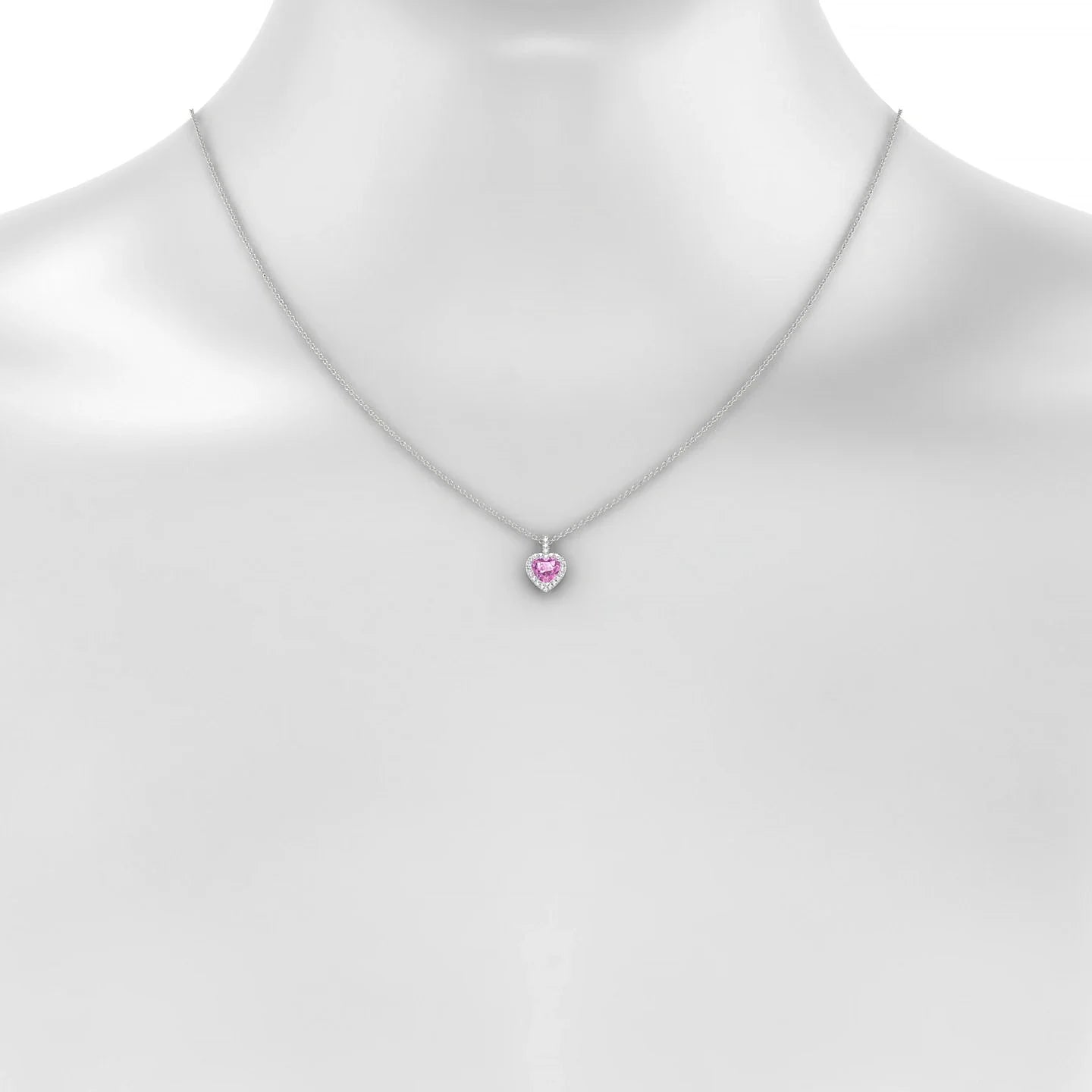 Sunrise | 18k White Gold 5.5 mm Heart Pink Sapphire Pendant