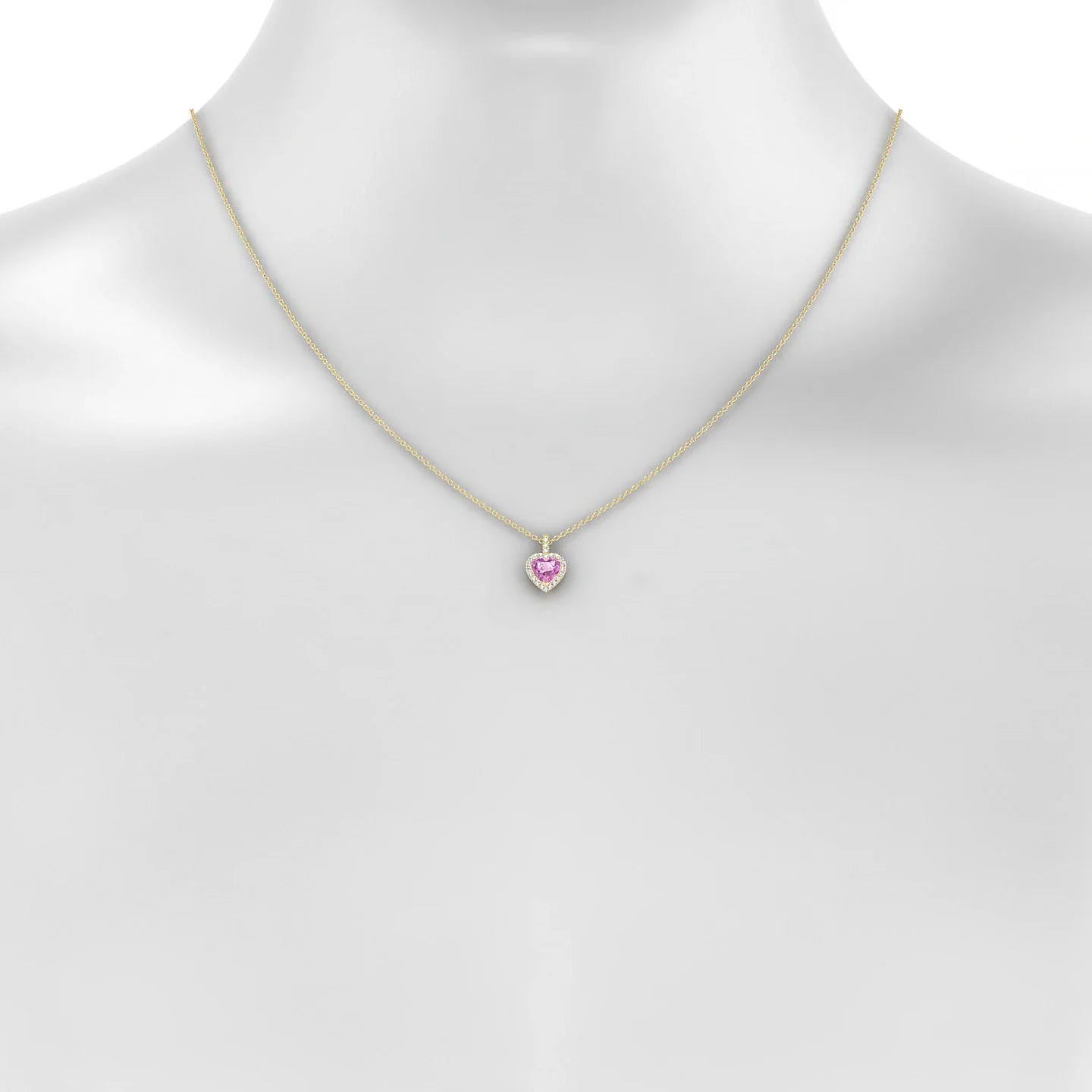 Sunrise | 18k Yellow Gold 5.5 mm Heart Pink Sapphire Pendant