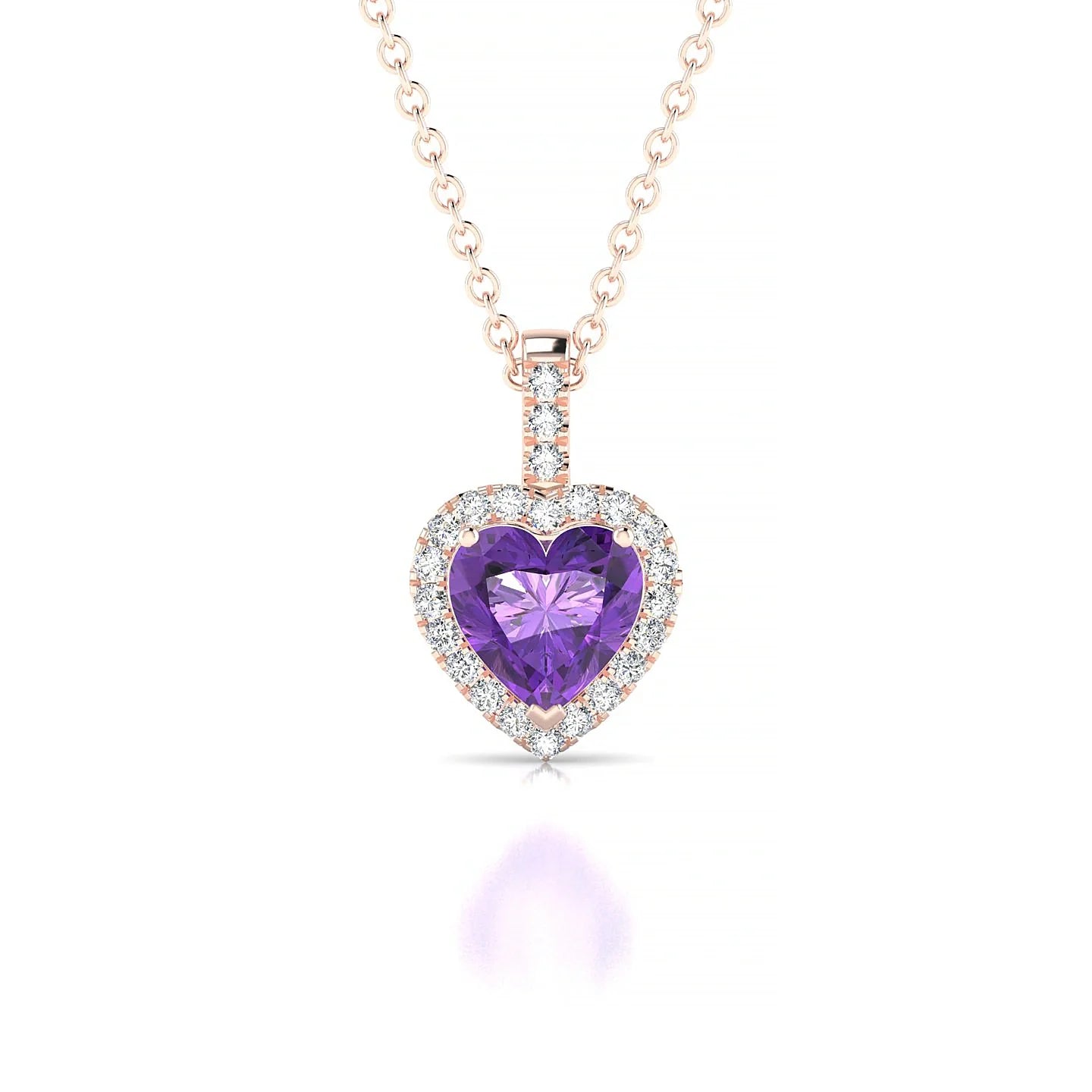 Sunrise | 18k Rose Gold 6 mm Heart Amethyst Pendant