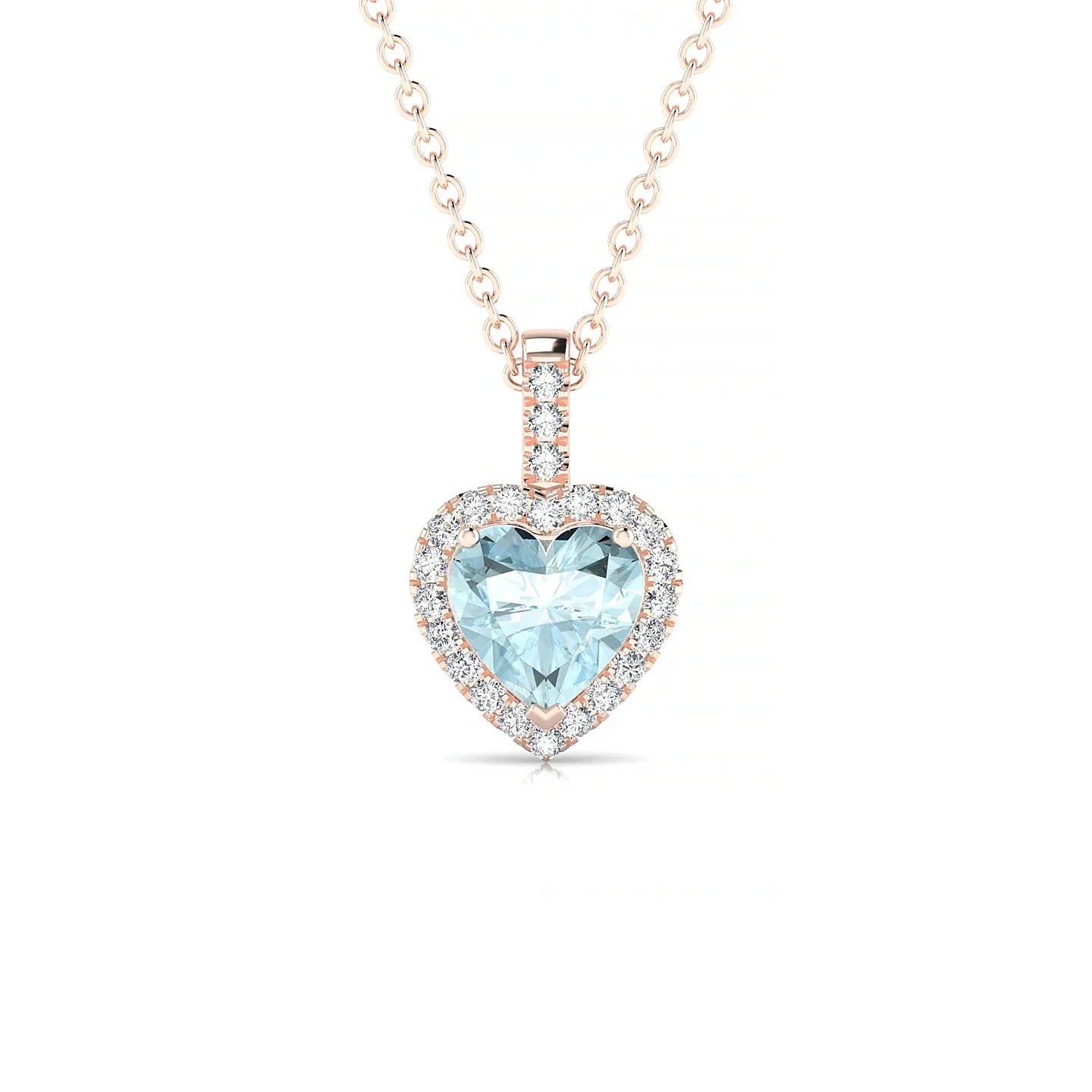 Sunrise | 18k Rose Gold 6 mm Heart Aquamarine Pendant