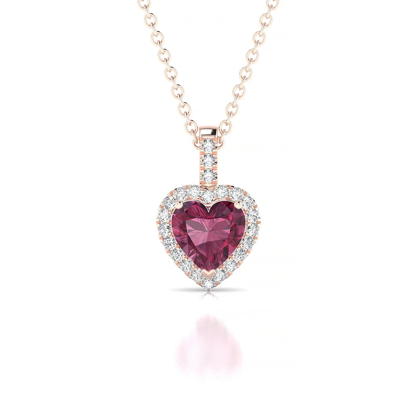 Sunrise | 18k Rose Gold 6 mm Heart Rhodolite Pendant