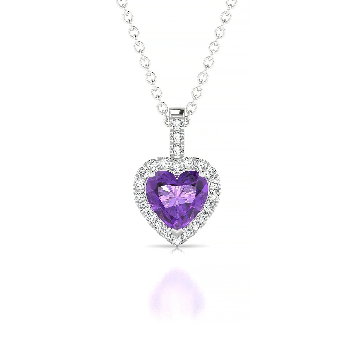 Sunrise | 18k White Gold 6 mm Heart Amethyst Pendant