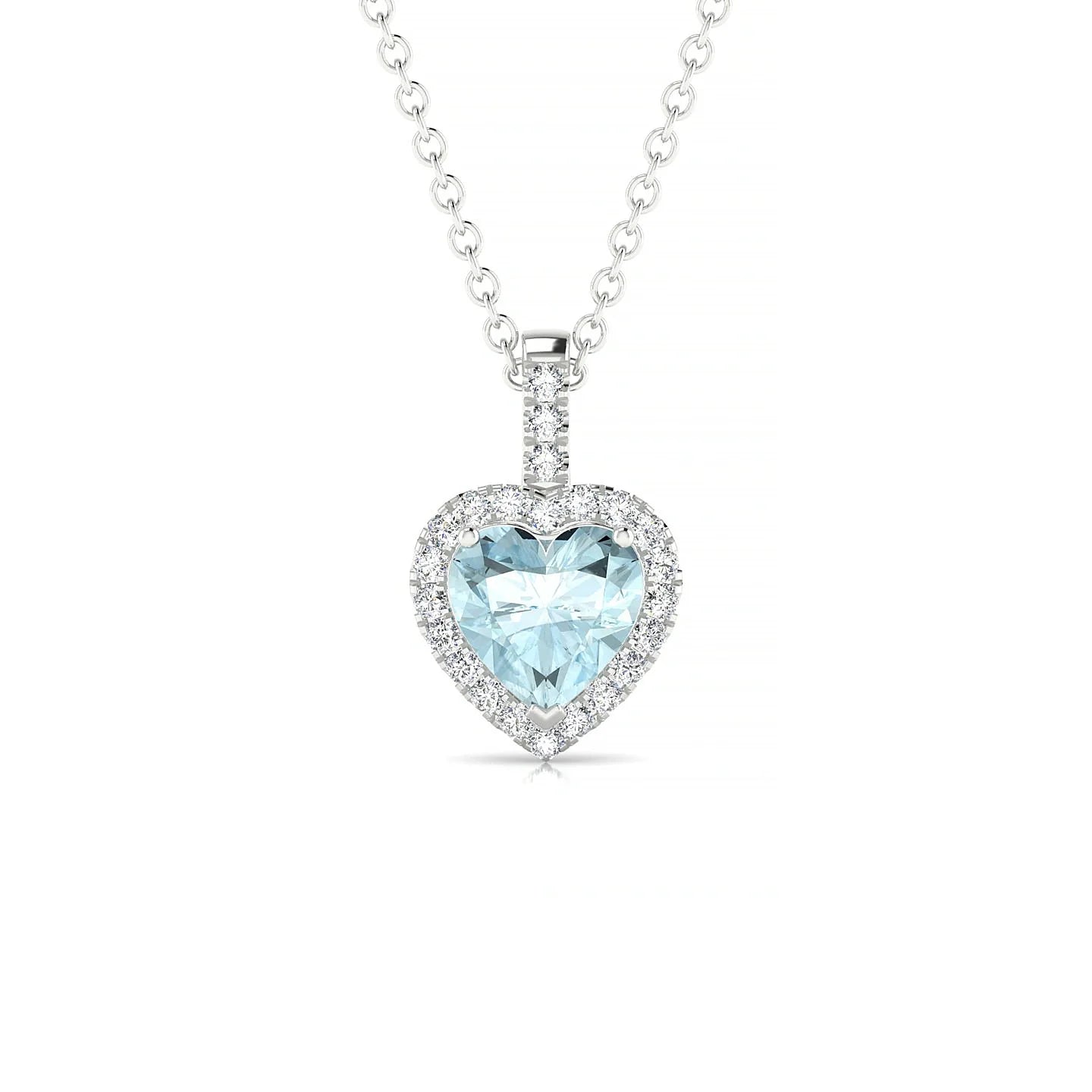Sunrise | 18k White Gold 6 mm Heart Aquamarine Pendant