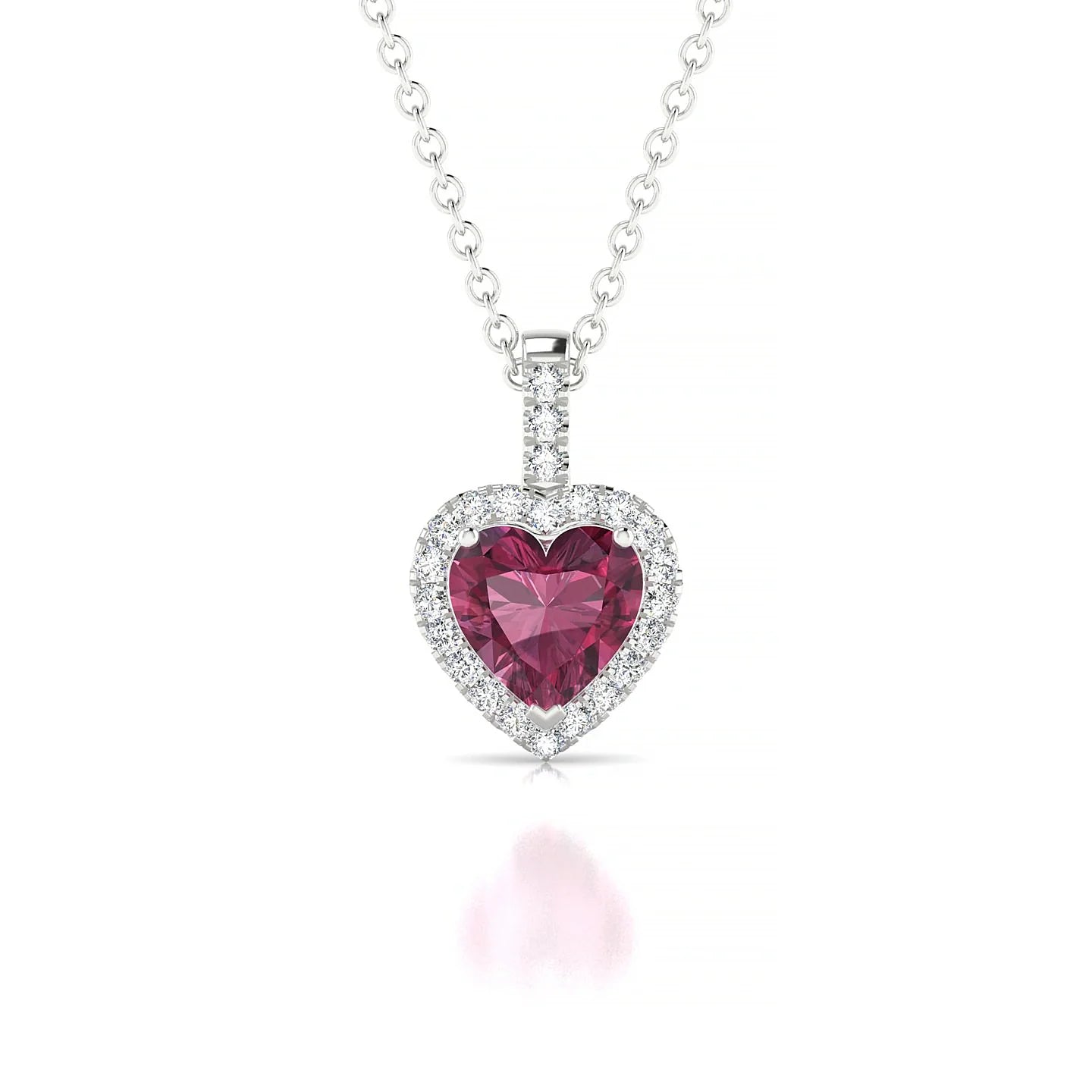 Sunrise | 18k White Gold 6 mm Heart Rhodolite Pendant