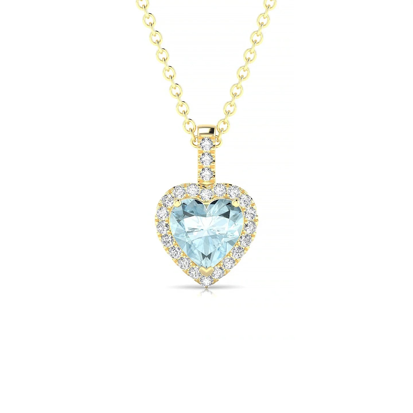 Sunrise | 18k Yellow Gold 6 mm Heart Aquamarine Pendant