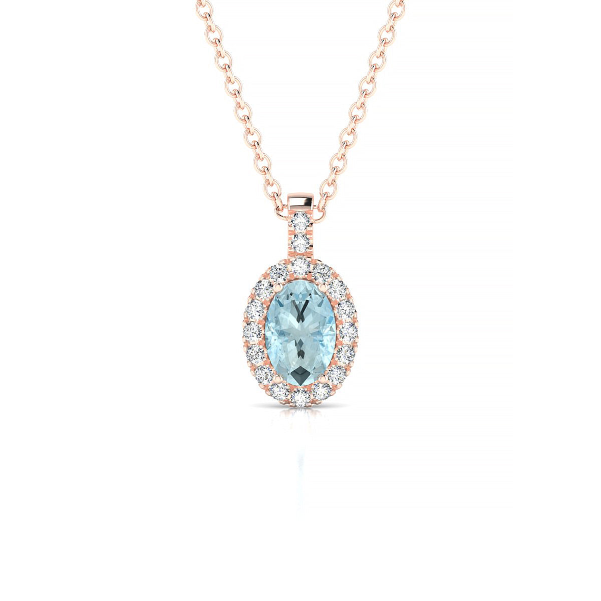 Sunrise | 18k Rose Gold 6 x 4 mm Oval Aquamarine Pendant