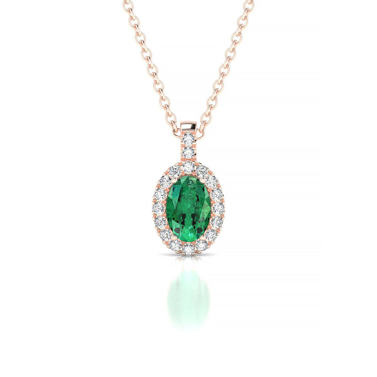 Sunrise | 18k Rose Gold 6 x 4 mm Oval Emerald Pendant