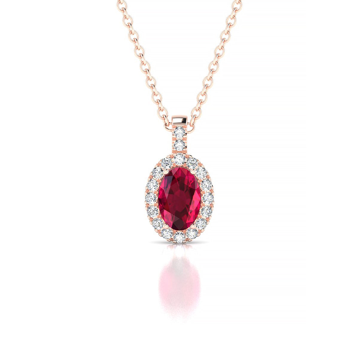 Sunrise | 18k Rose Gold 6 x 4 mm Oval Ruby Pendant