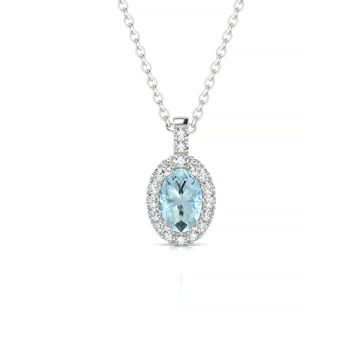 Sunrise | 18k White Gold 6 x 4 mm Oval Aquamarine Pendant