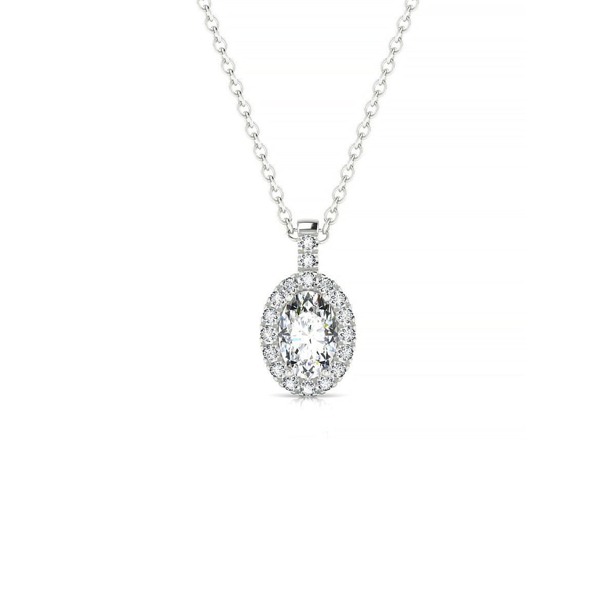 Sunrise | 18k White Gold 6 x 4 mm Oval Diamond Pendant