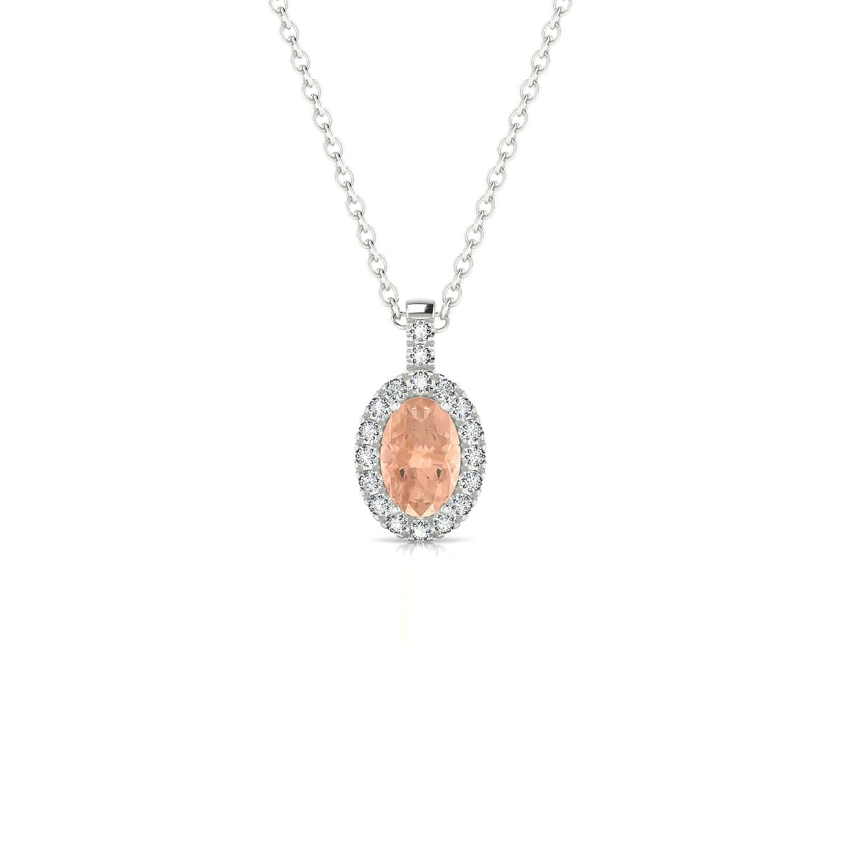 Sunrise | 18k White Gold 6 x 4 mm Oval Morganite Pendant