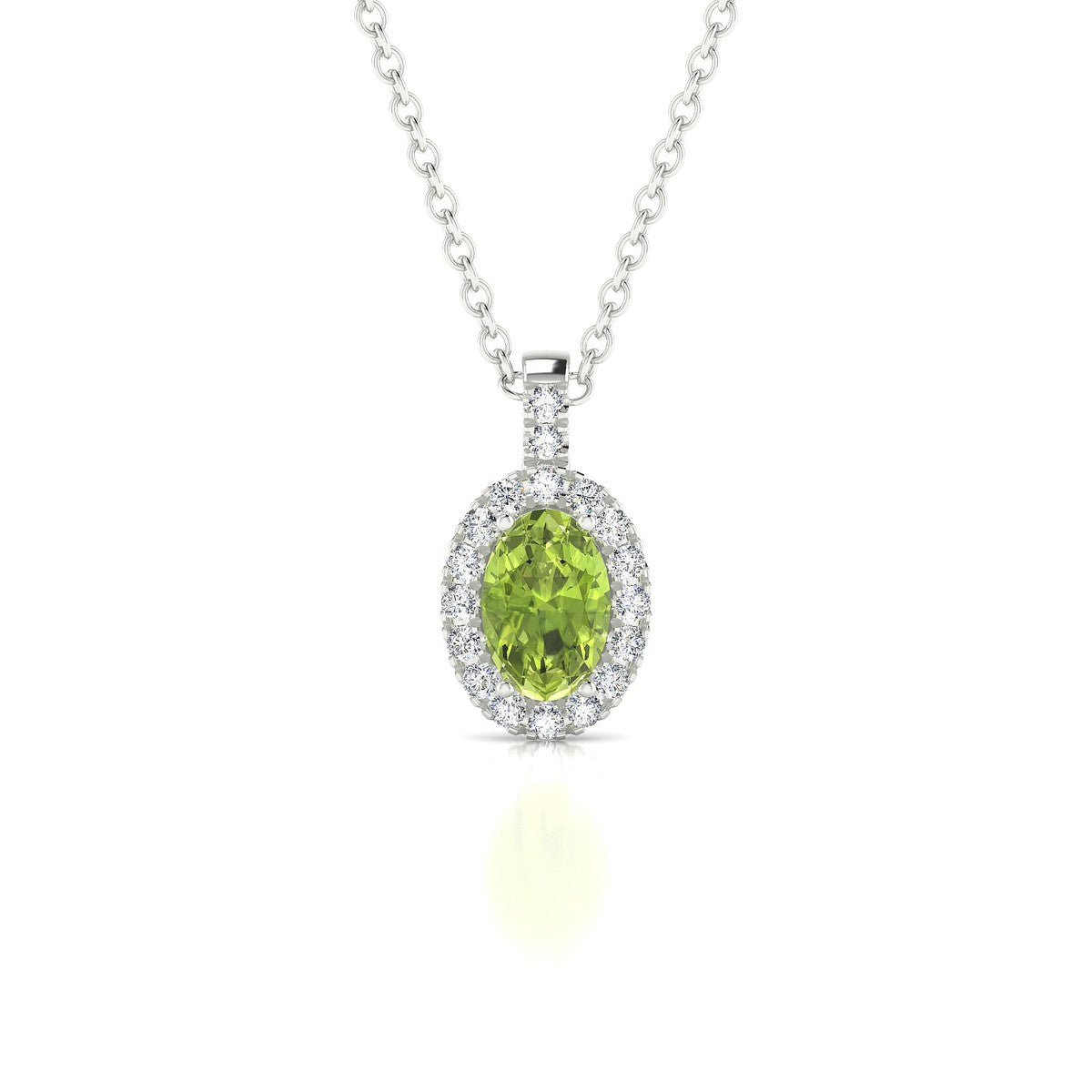 Sunrise | 18k White Gold 6 x 4 mm Oval Peridot Pendant