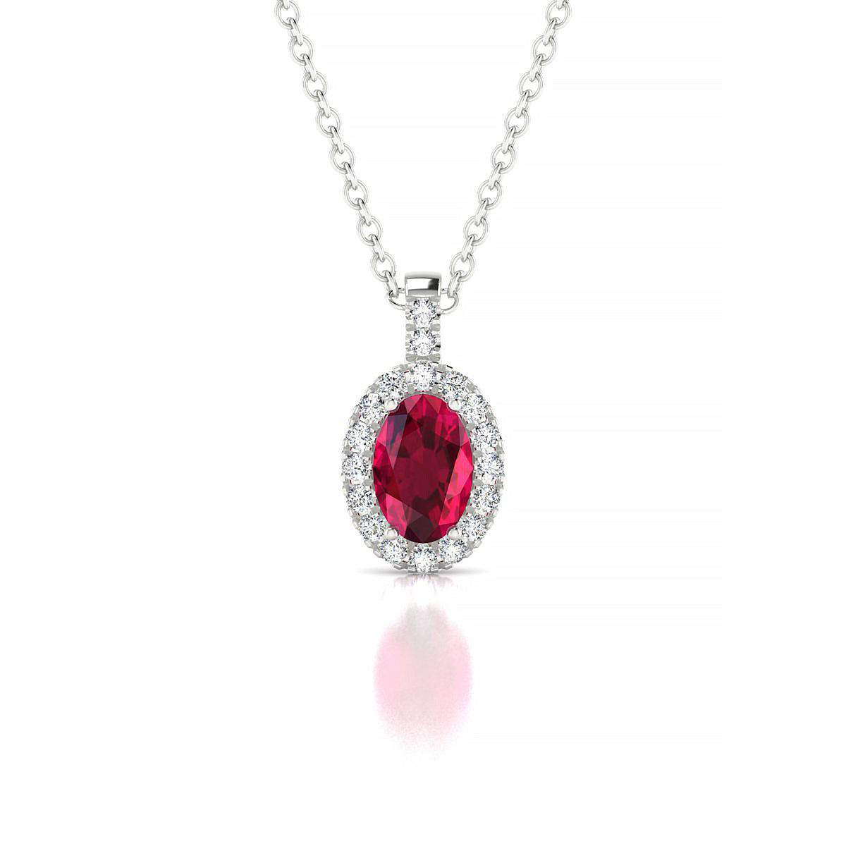 Sunrise | 18k White Gold 6 x 4 mm Oval Ruby Pendant