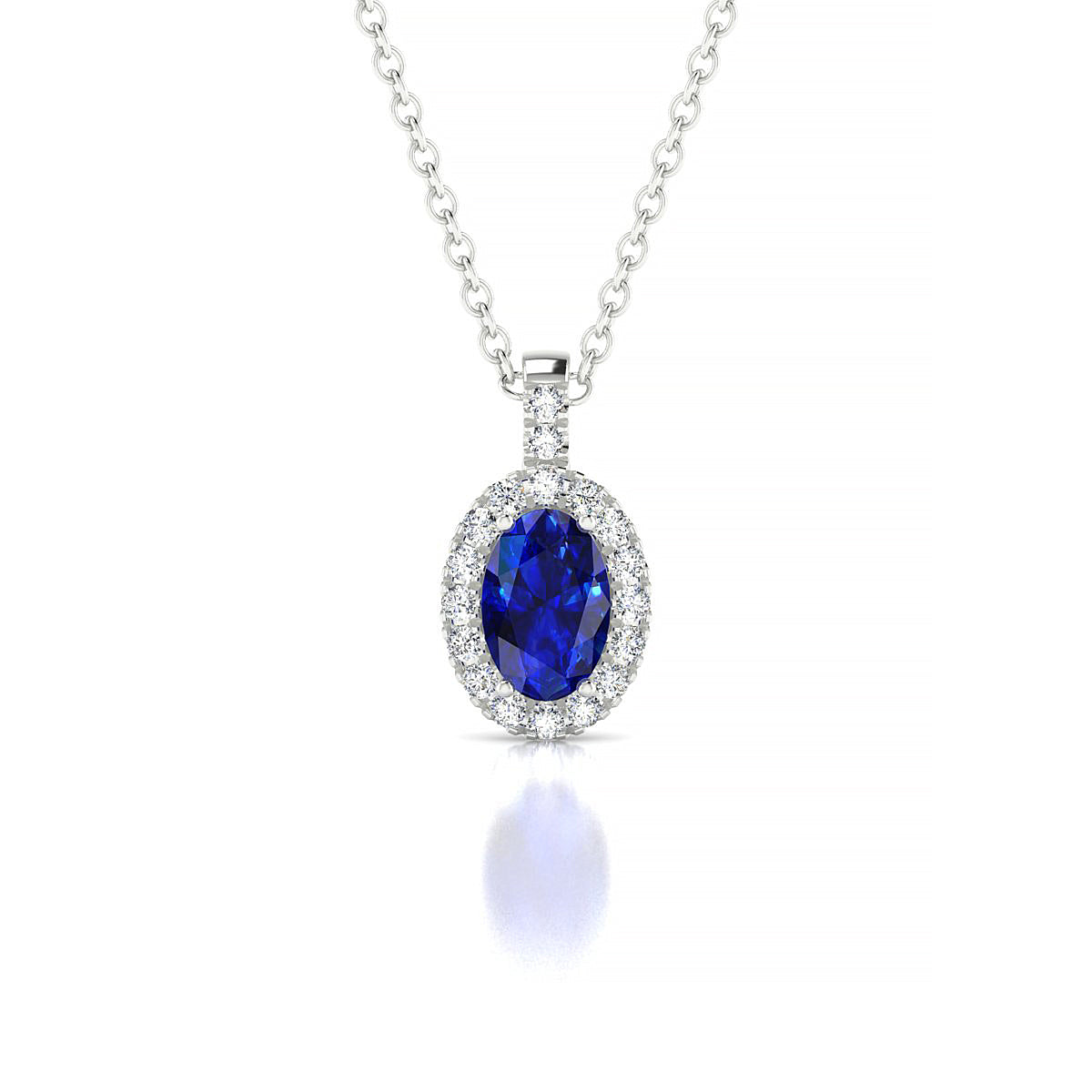 Sunrise | 18k White Gold 6 x 4 mm Oval Sapphire Pendant