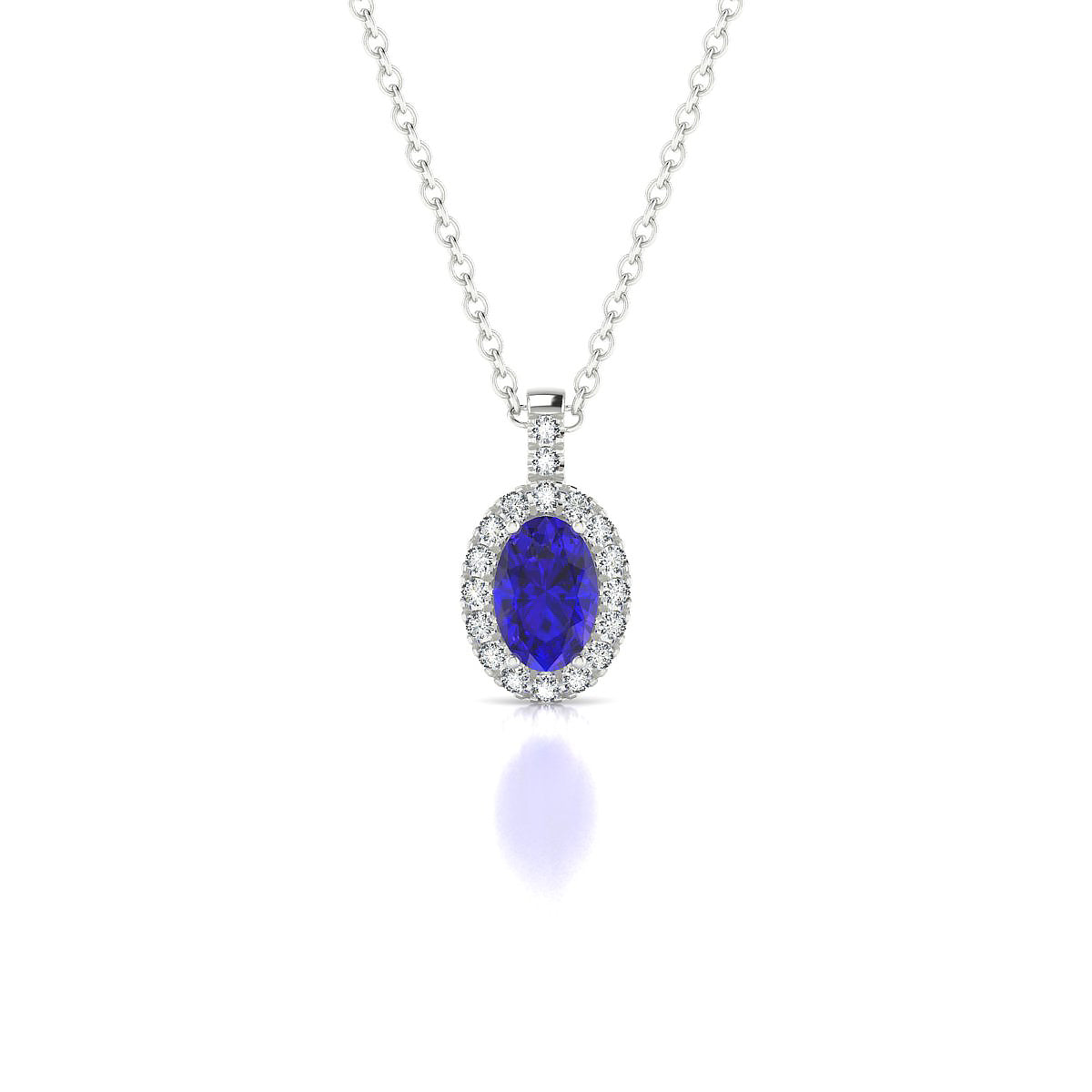 Sunrise | 18k White Gold 6 x 4 mm Oval Tanzanite Pendant