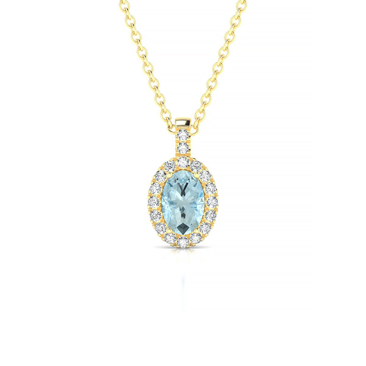 Sunrise | 18k Yellow Gold 6 x 4 mm Oval Aquamarine Pendant