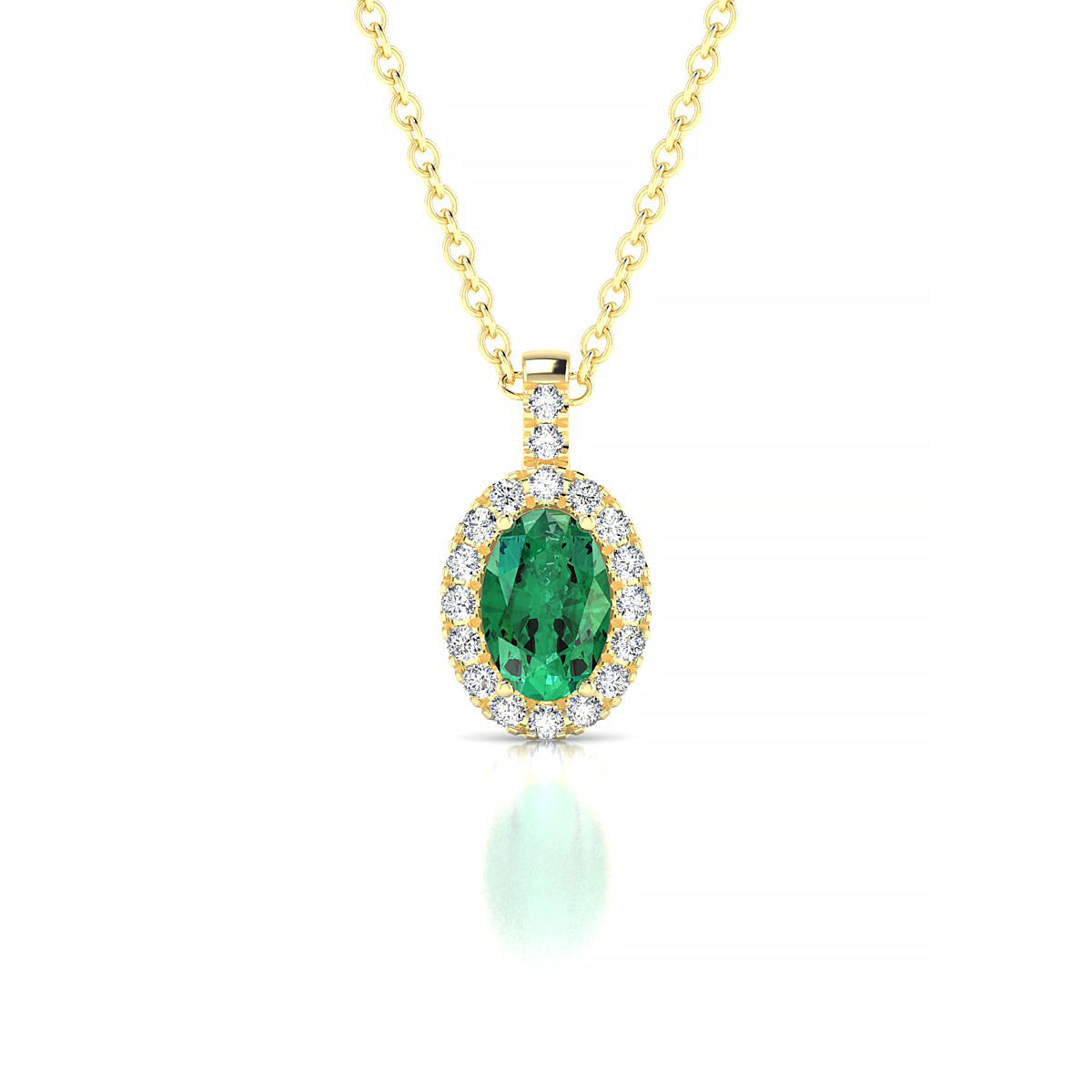 Sunrise | 18k Yellow Gold 6 x 4 mm Oval Emerald Pendant