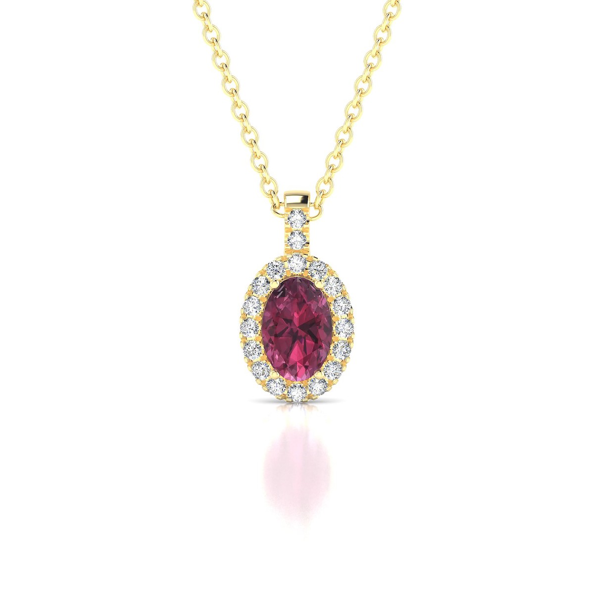 Sunrise | 18k Yellow Gold 6 x 4 mm Oval Rhodolite Pendant