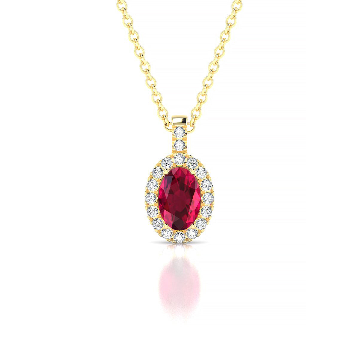 Sunrise | 18k Yellow Gold 6 x 4 mm Oval Ruby Pendant