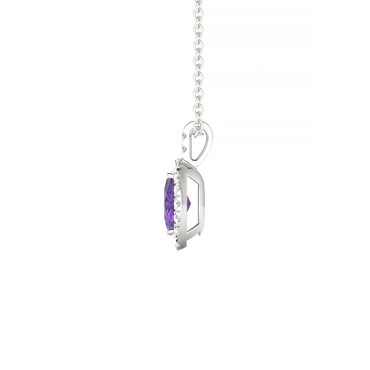 Sunrise | 18k White Gold 6 x 4 mm Oval Amethyst Pendant