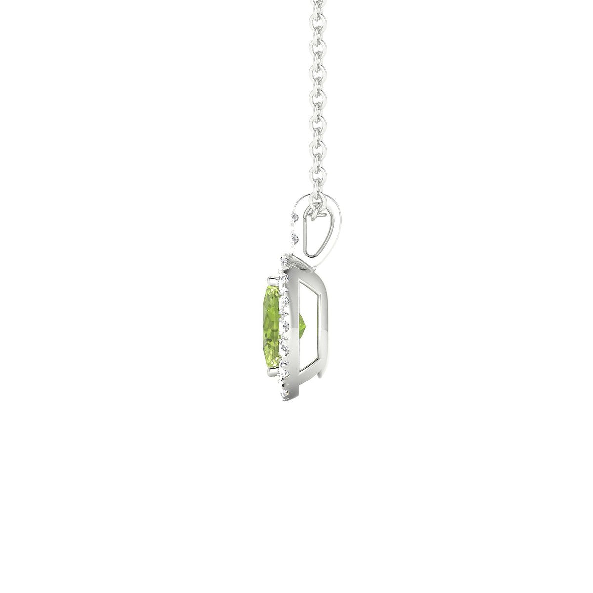 Sunrise | 18k White Gold 6 x 4 mm Oval Peridot Pendant