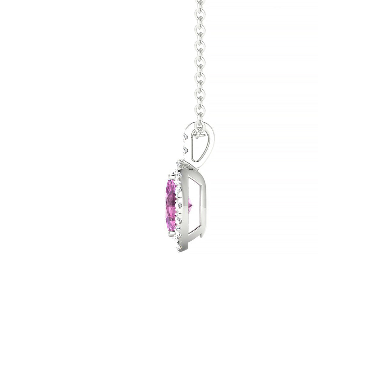Sunrise | 18k White Gold 6 x 4 mm Oval Pink Sapphire Pendant