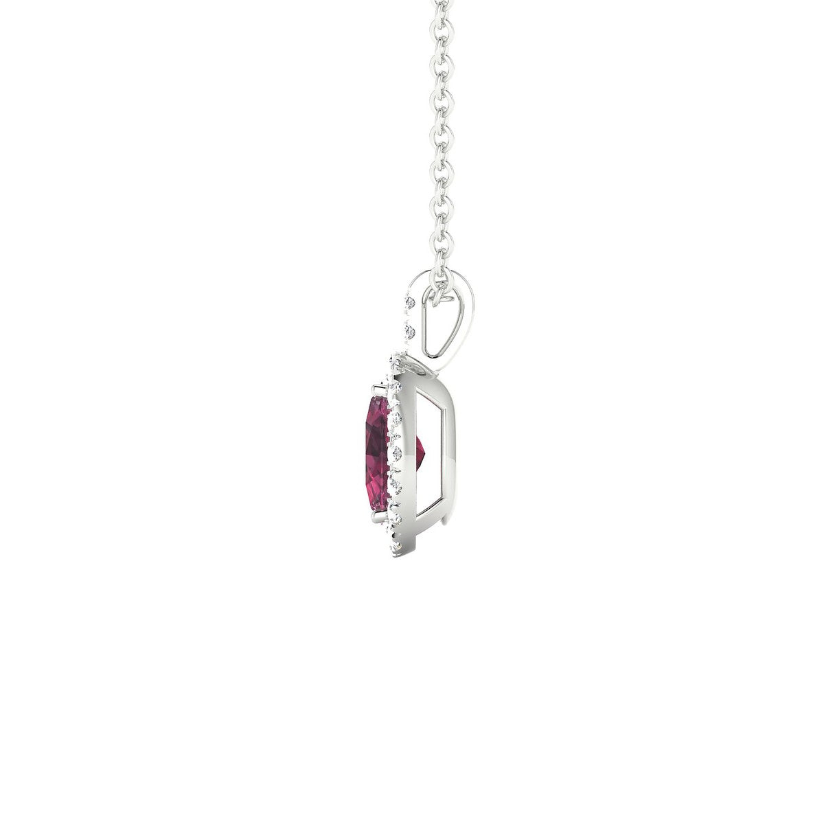 Sunrise | 18k White Gold 6 x 4 mm Oval Rhodolite Pendant