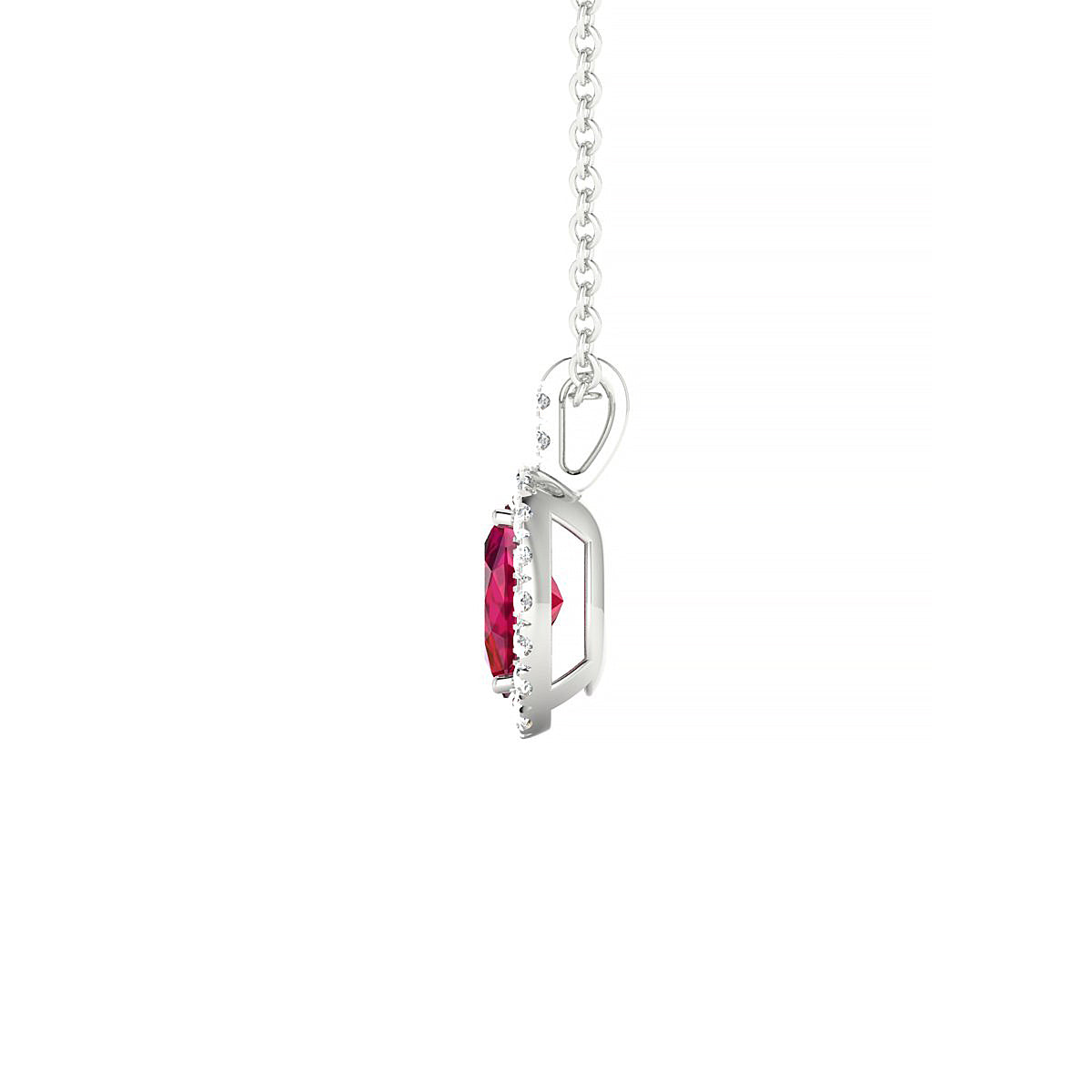 Sunrise | 18k White Gold 6 x 4 mm Oval Ruby Pendant