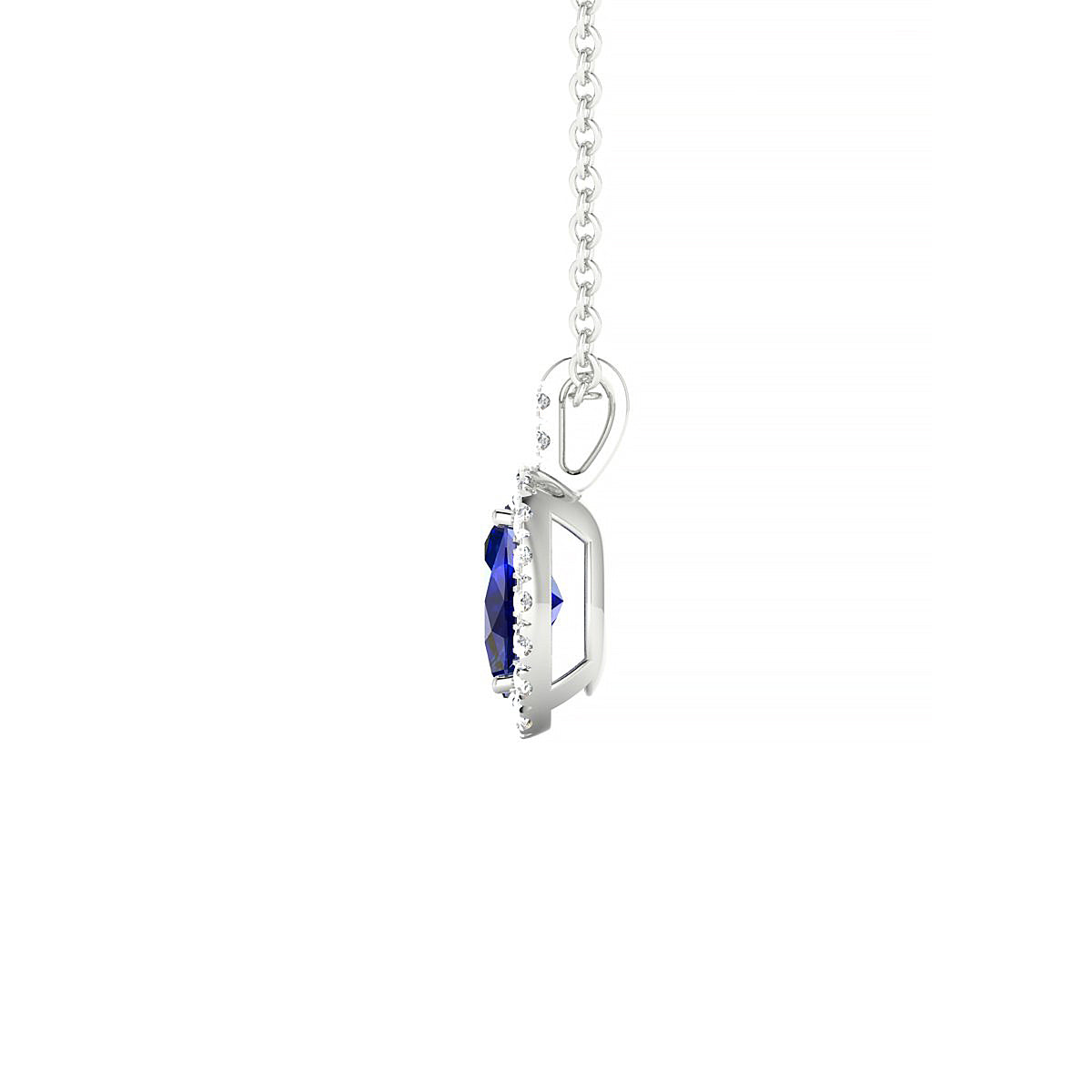 Sunrise | 18k White Gold 6 x 4 mm Oval Sapphire Pendant