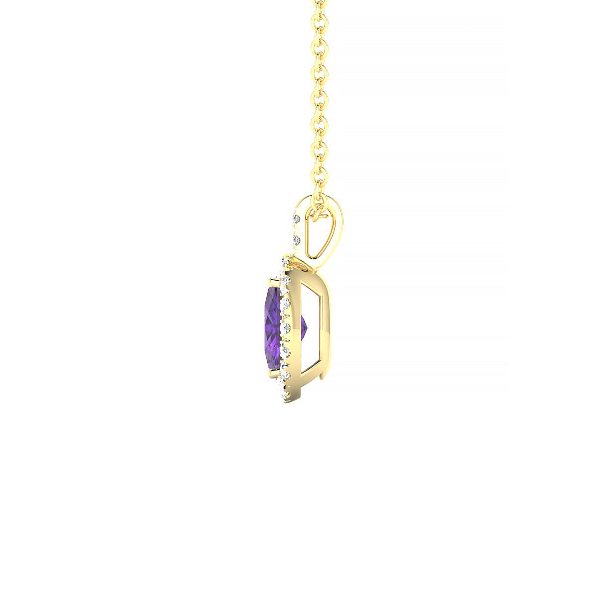 Sunrise | 18k Yellow Gold 6 x 4 mm Oval Amethyst Pendant