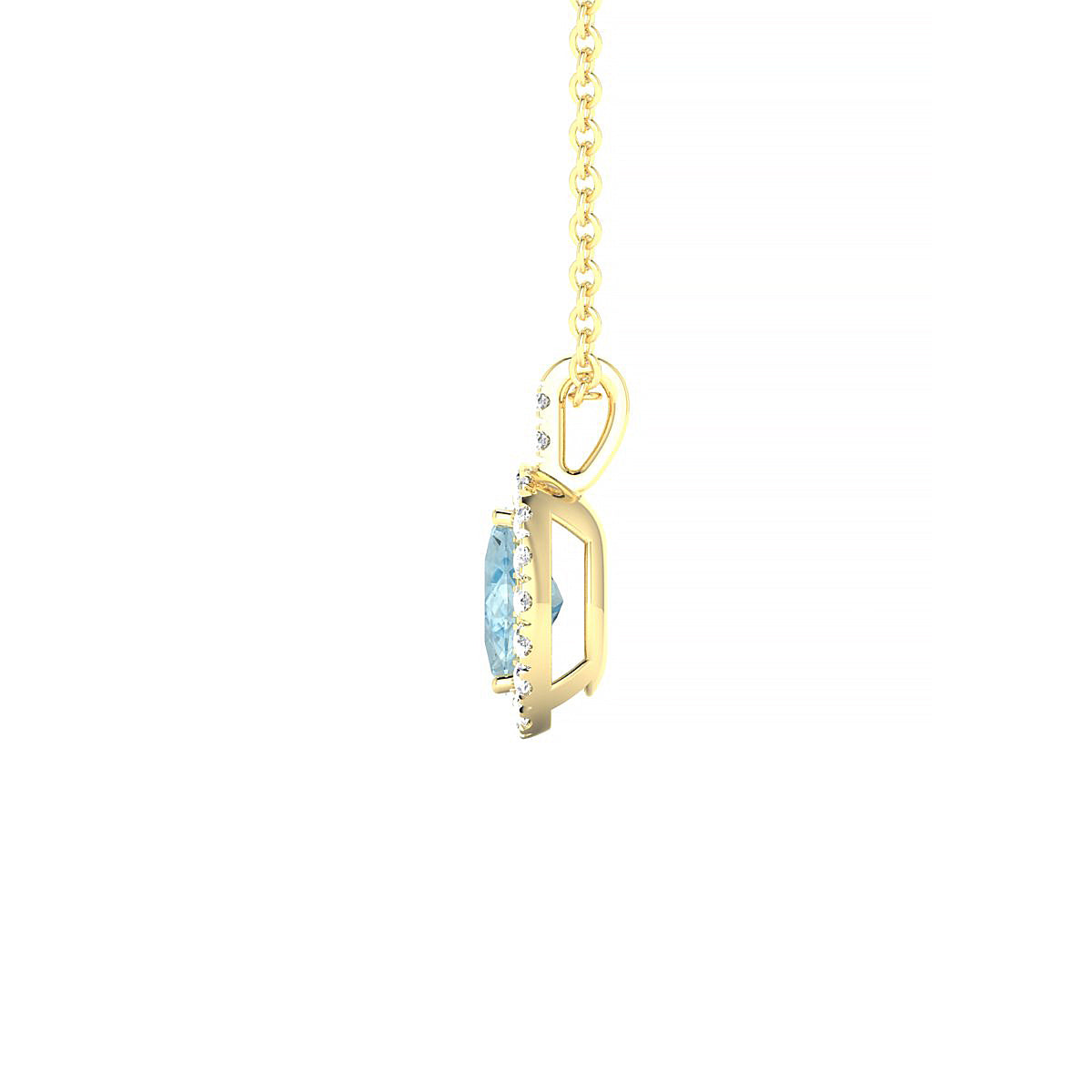 Sunrise | 18k Yellow Gold 6 x 4 mm Oval Aquamarine Pendant
