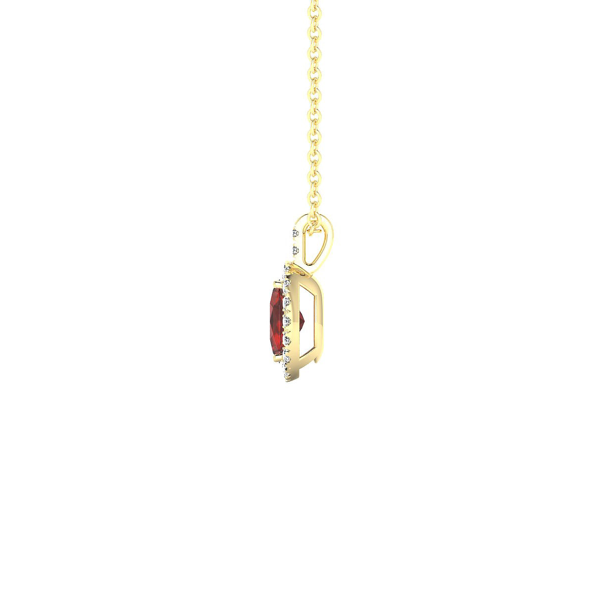 Sunrise | 18k Yellow Gold 6 x 4 mm Oval Garnet Pendant