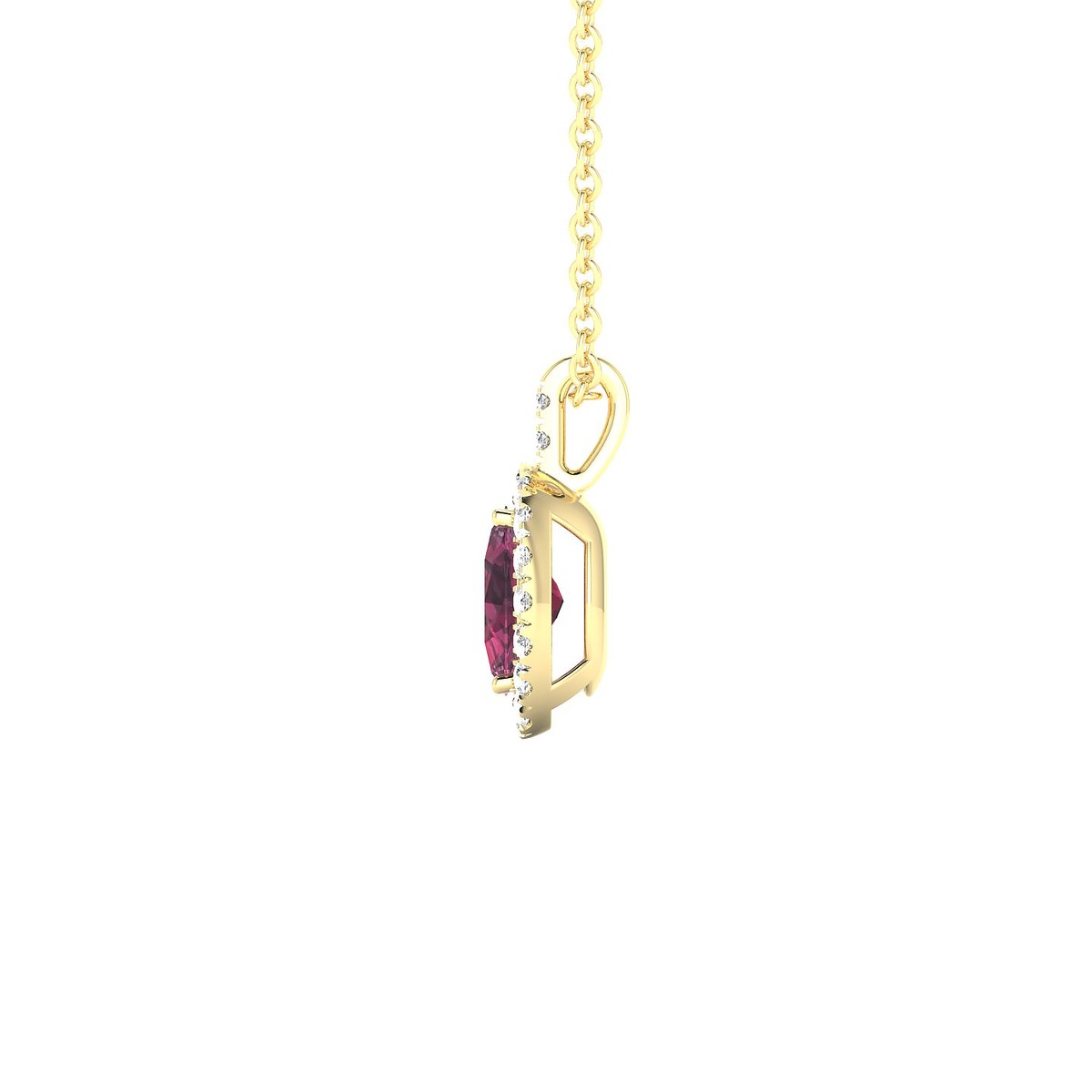 Sunrise | 18k Yellow Gold 6 x 4 mm Oval Rhodolite Pendant
