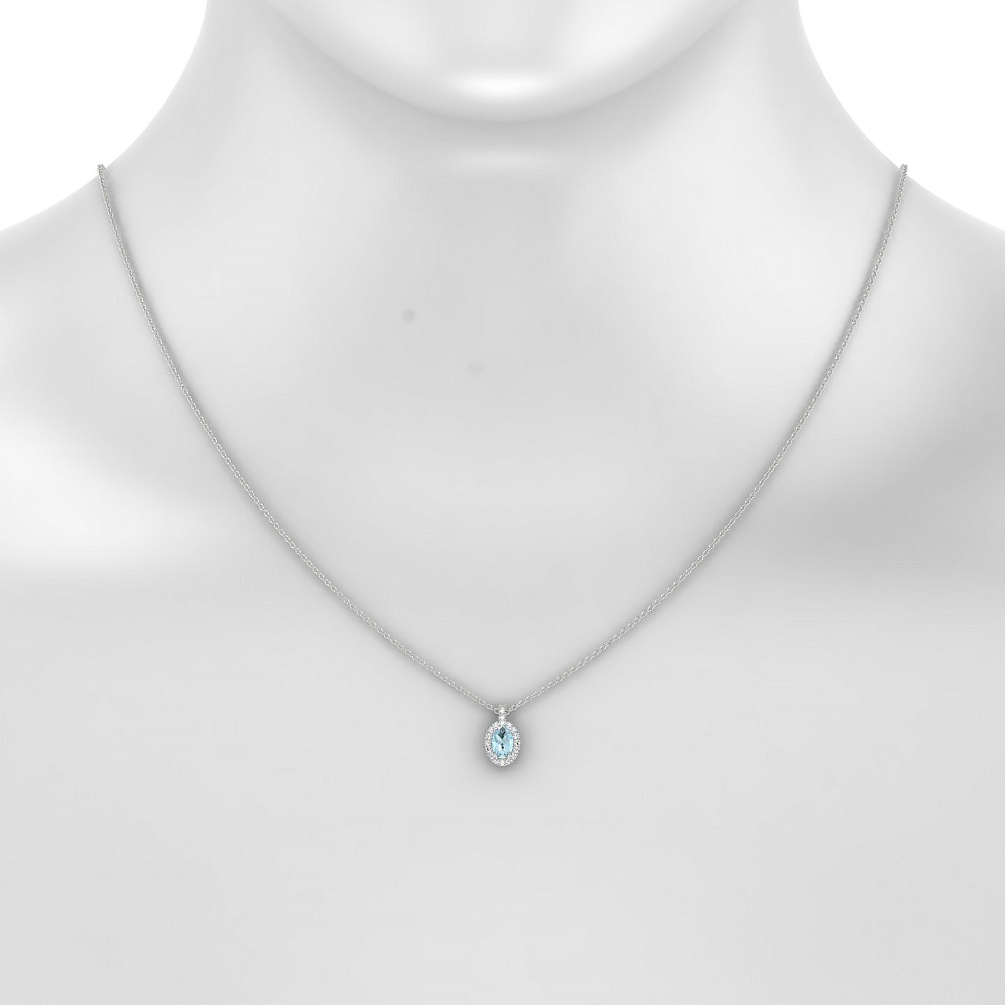 Sunrise | 18k White Gold 6 x 4 mm Oval Aquamarine Pendant
