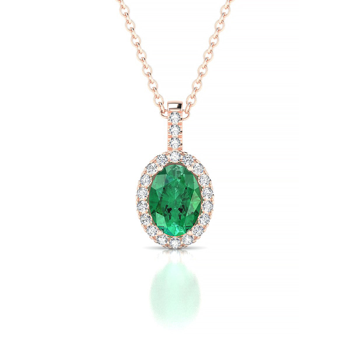 Sunrise | 18k Rose Gold 7 x 5 mm Oval Emerald Pendant