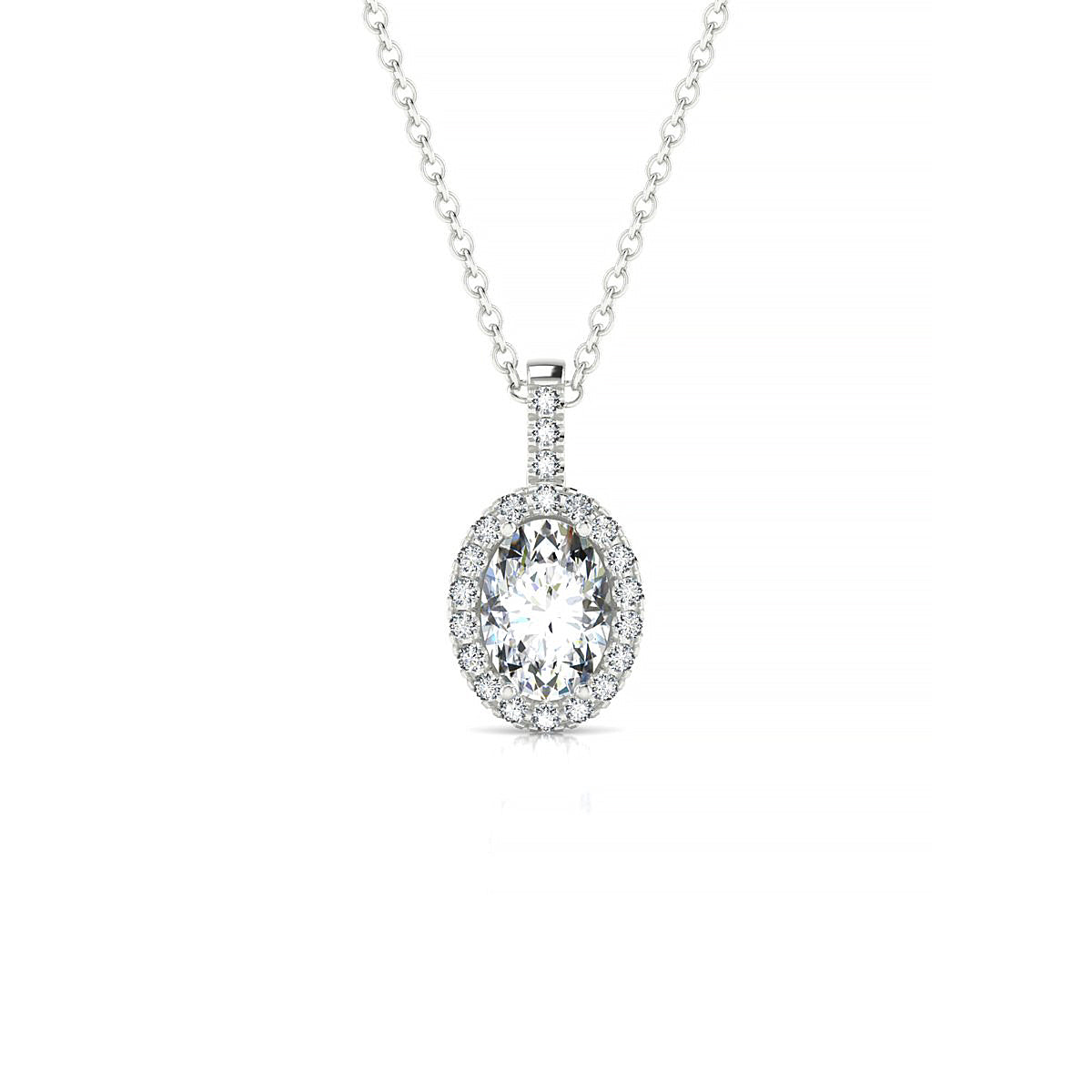 Sunrise | 18k White Gold 7 x 5 mm Oval Diamond Pendant