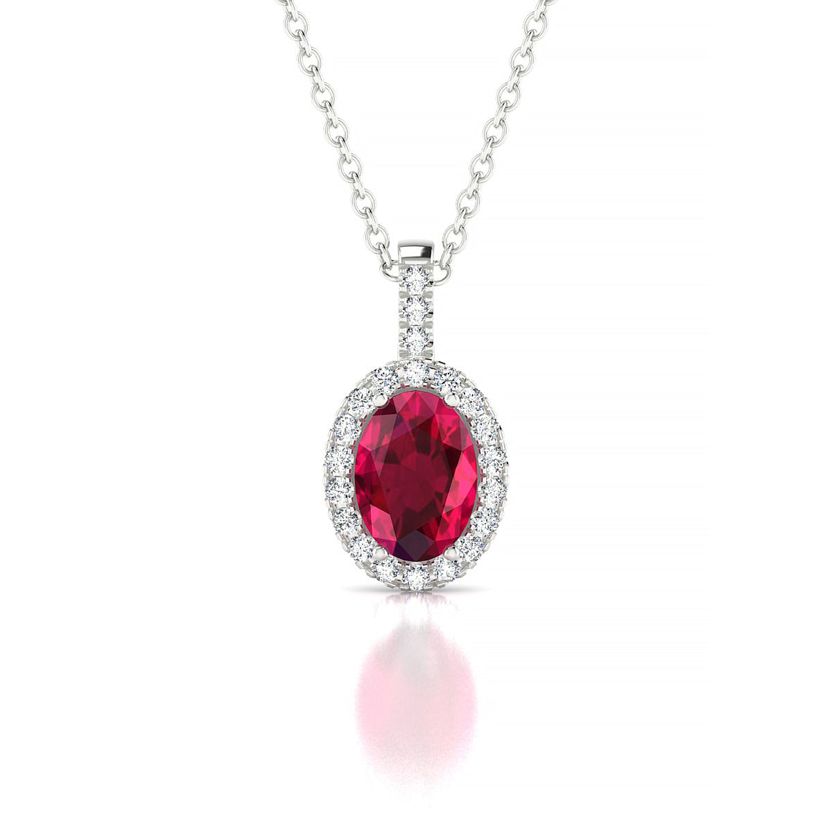 Sunrise | 18k White Gold 7 x 5 mm Oval Ruby Pendant