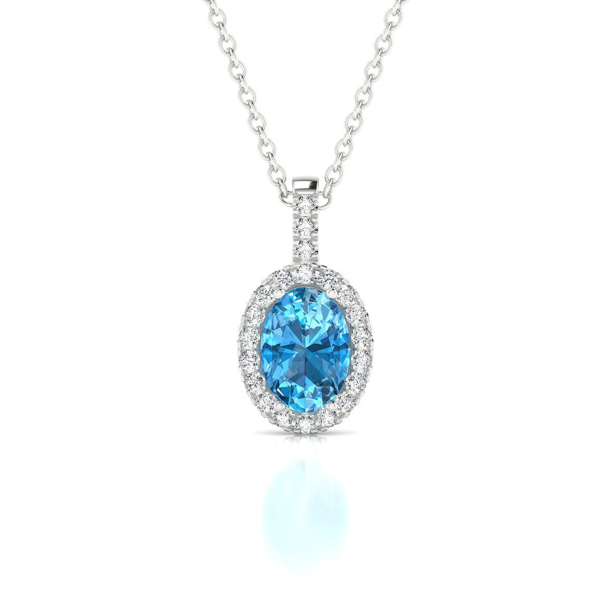 Sunrise | 18k White Gold 7 x 5 mm Oval Topaz Pendant