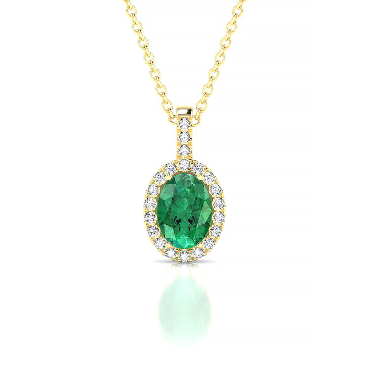 Sunrise | 18k Yellow Gold 7 x 5 mm Oval Emerald Pendant